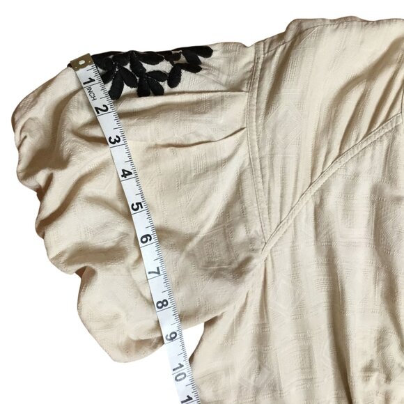 ANTHROPOLOGIE Orla Embroidered Mini Dress Beige Black Boho Cottagecore Women’s 8 - Picture 10 of 12